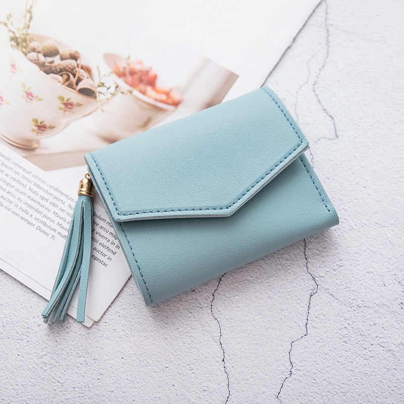 Wholesale Short Tassel Trifold Wallet PU Wallet
